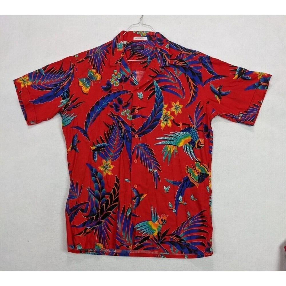 Carl Michaels Mens Hawaiian Shirt Short Sleeve‎ Size L Cotton Red Blue